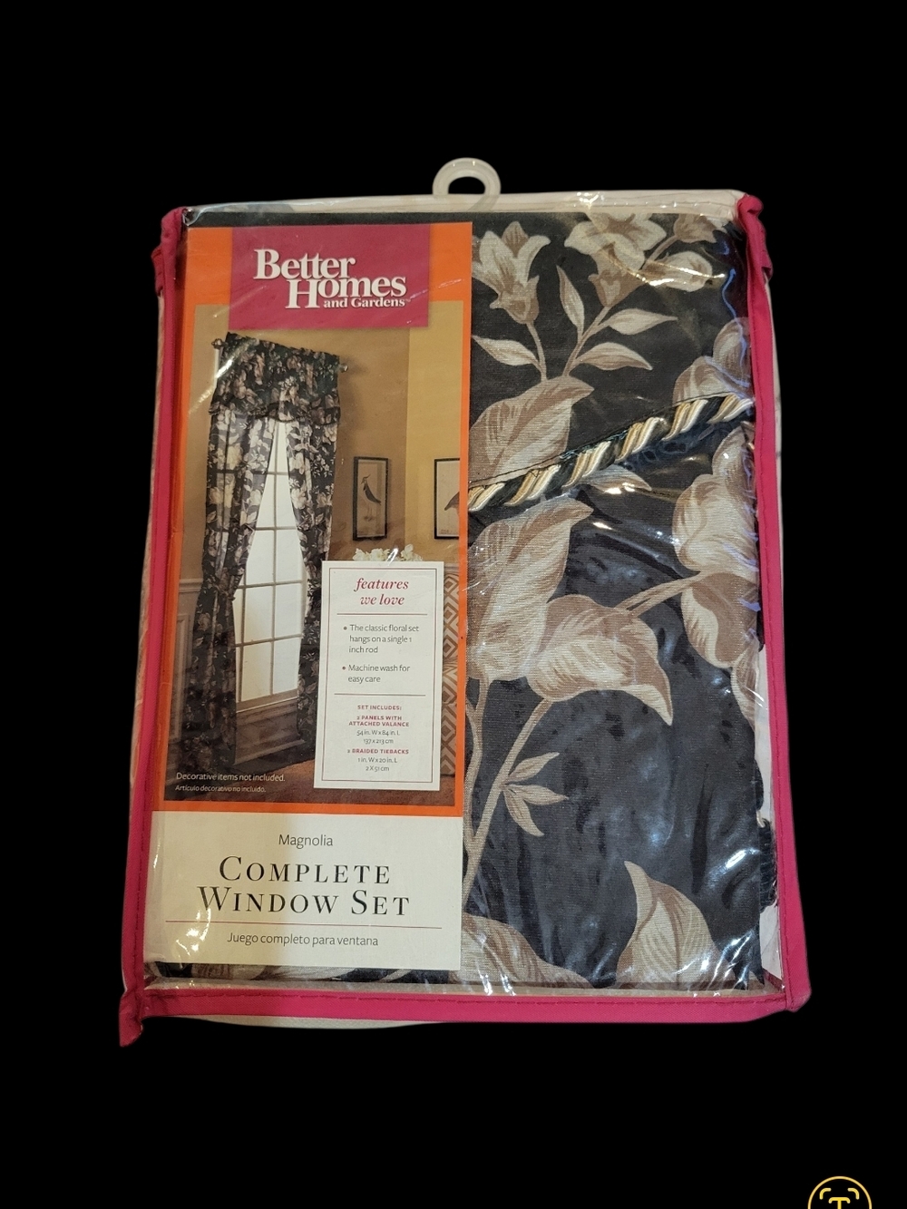 Better Homes And Gardens Magnolia Complete Window Set - Black and Cream